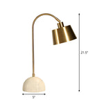 Modernist Tapered Table Lamp Metal 1 Bulb Task Lighting in Brass with Marble Base Clearhalo 'Lamps' 'Table Lamps' Lighting' 384368