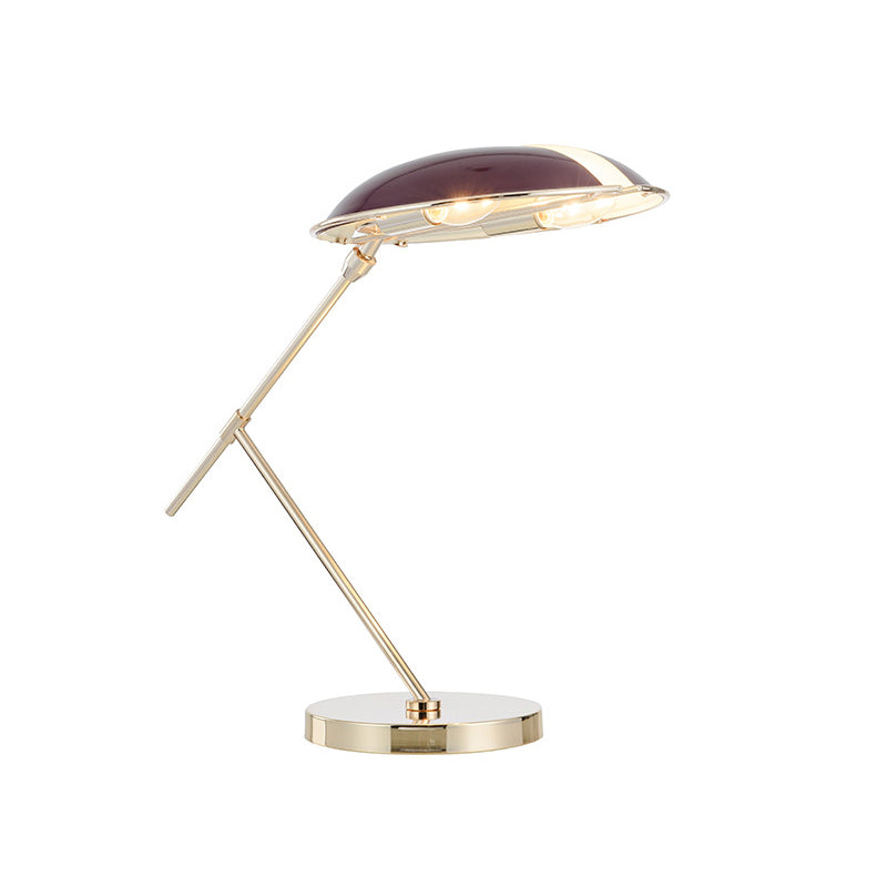 Contemporary 2 Heads Nightstand Lamp Purple Flat Reading Book Light with Metal Shade Clearhalo 'Lamps' 'Table Lamps' Lighting' 384381