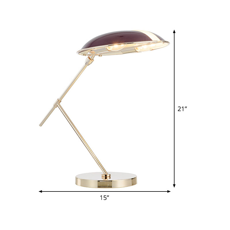 Contemporary 2 Heads Nightstand Lamp Purple Flat Reading Book Light with Metal Shade Clearhalo 'Lamps' 'Table Lamps' Lighting' 384383