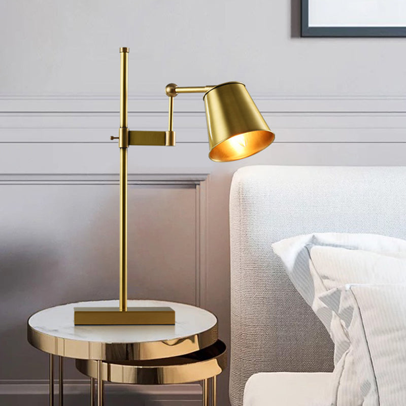 Wide Flare Metal Table Light Modern 1 Bulb Brass Nightstand Lamp with Swing Arm Brass Clearhalo 'Lamps' 'Table Lamps' Lighting' 384389