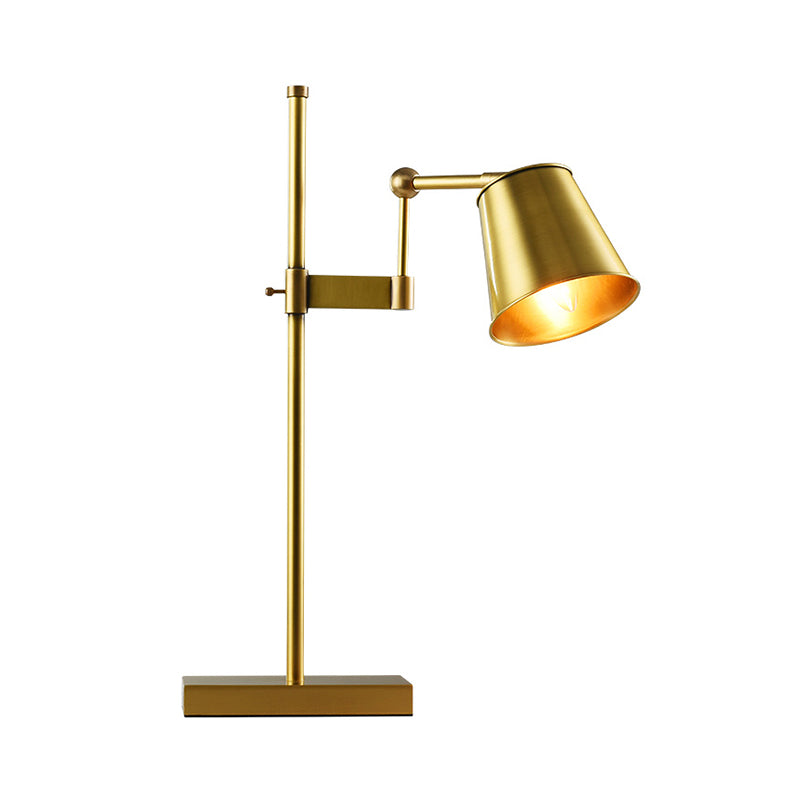 Wide Flare Metal Table Light Modern 1 Bulb Brass Nightstand Lamp with Swing Arm Clearhalo 'Lamps' 'Table Lamps' Lighting' 384391