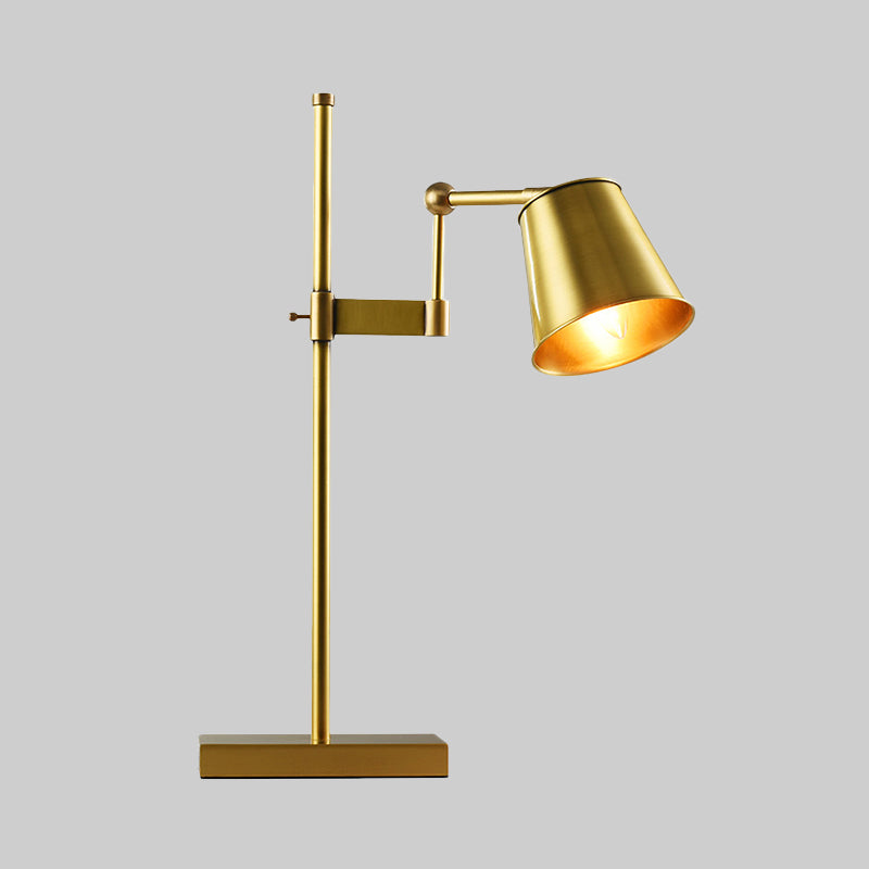 Wide Flare Metal Table Light Modern 1 Bulb Brass Nightstand Lamp with Swing Arm Clearhalo 'Lamps' 'Table Lamps' Lighting' 384392