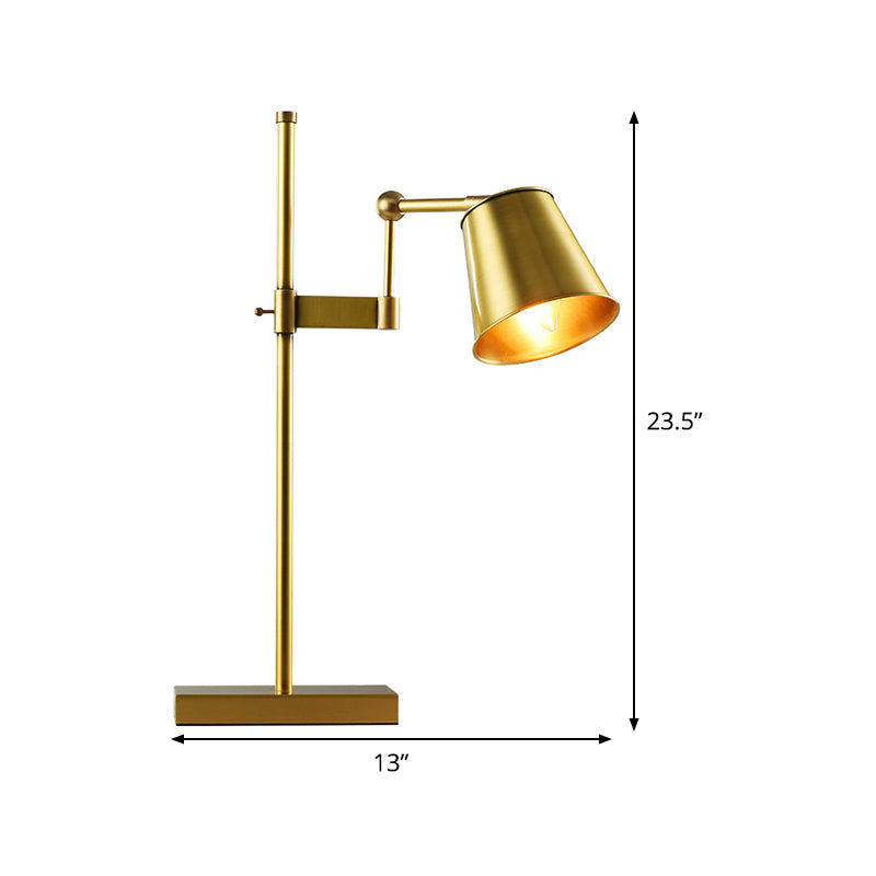 Wide Flare Metal Table Light Modern 1 Bulb Brass Nightstand Lamp with Swing Arm Clearhalo 'Lamps' 'Table Lamps' Lighting' 384393