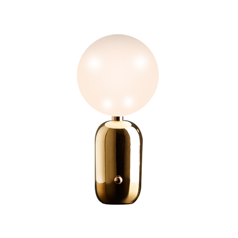 Spherical Task Lighting Modernist Milky Glass 1 Bulb Gold Small Desk Lamp, 7"/9.5" Wide Clearhalo 'Lamps' 'Table Lamps' Lighting' 384417