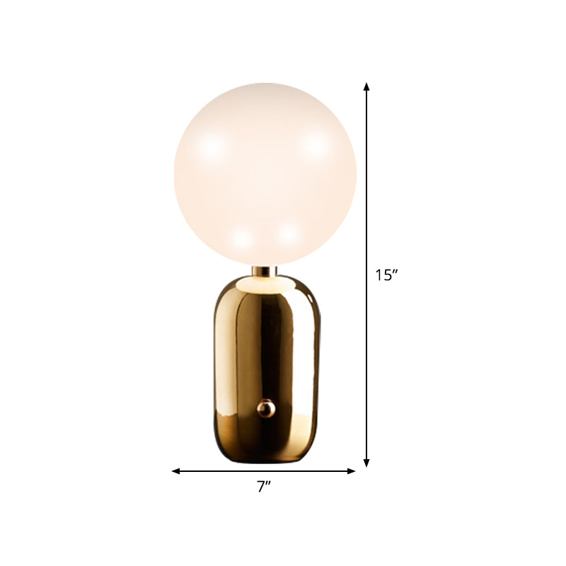 Spherical Task Lighting Modernist Milky Glass 1 Bulb Gold Small Desk Lamp, 7"/9.5" Wide Clearhalo 'Lamps' 'Table Lamps' Lighting' 384418