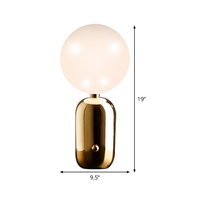 Spherical Task Lighting Modernist Milky Glass 1 Bulb Gold Small Desk Lamp, 7"/9.5" Wide Clearhalo 'Lamps' 'Table Lamps' Lighting' 384419