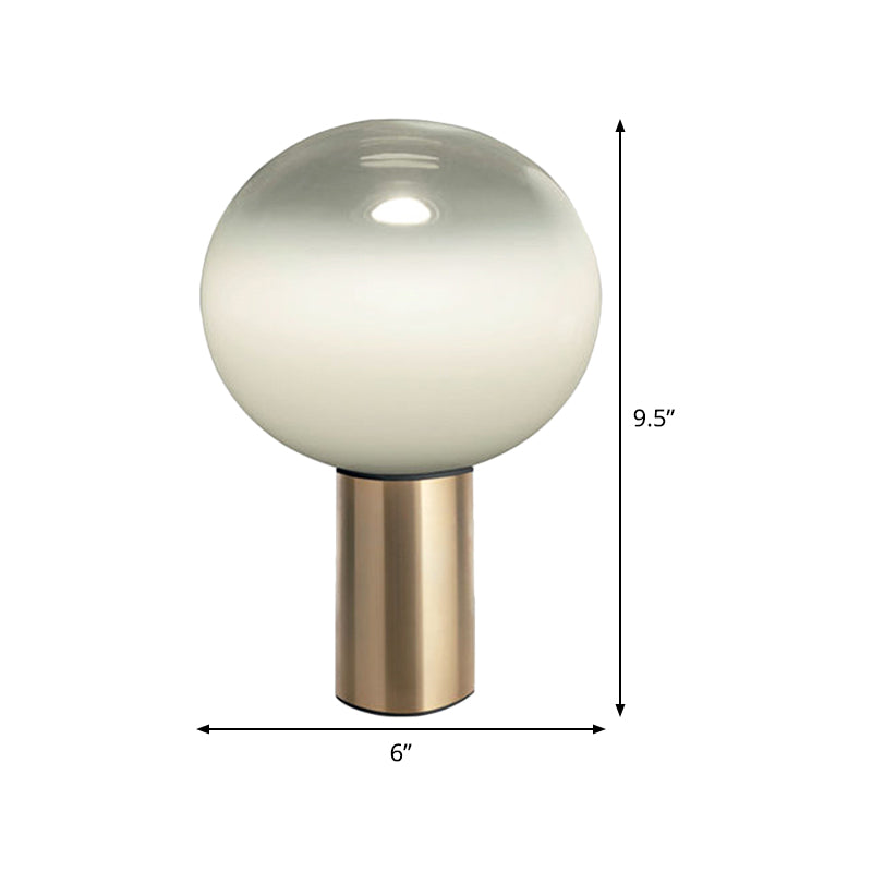 Global Table Light Contemporary White Glass 1 Bulb 6"/10"/14" Wide Brass Nightstand Lamp Clearhalo 'Lamps' 'Table Lamps' Lighting' 384424