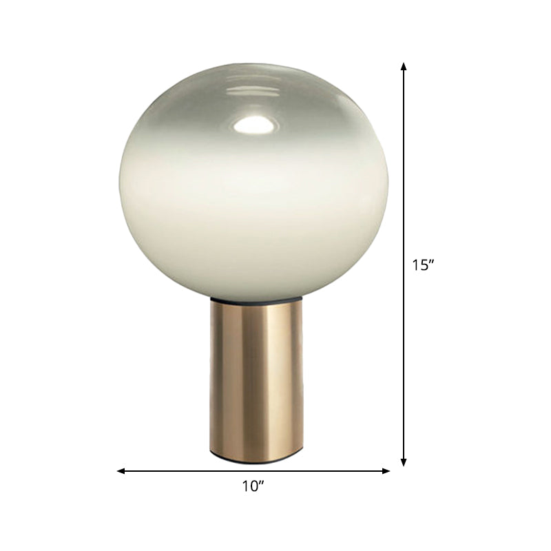 Global Table Light Contemporary White Glass 1 Bulb 6"/10"/14" Wide Brass Nightstand Lamp Clearhalo 'Lamps' 'Table Lamps' Lighting' 384425