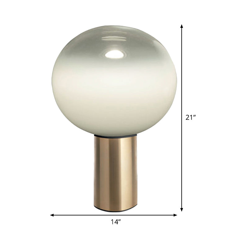 Global Table Light Contemporary White Glass 1 Bulb 6"/10"/14" Wide Brass Nightstand Lamp Clearhalo 'Lamps' 'Table Lamps' Lighting' 384426