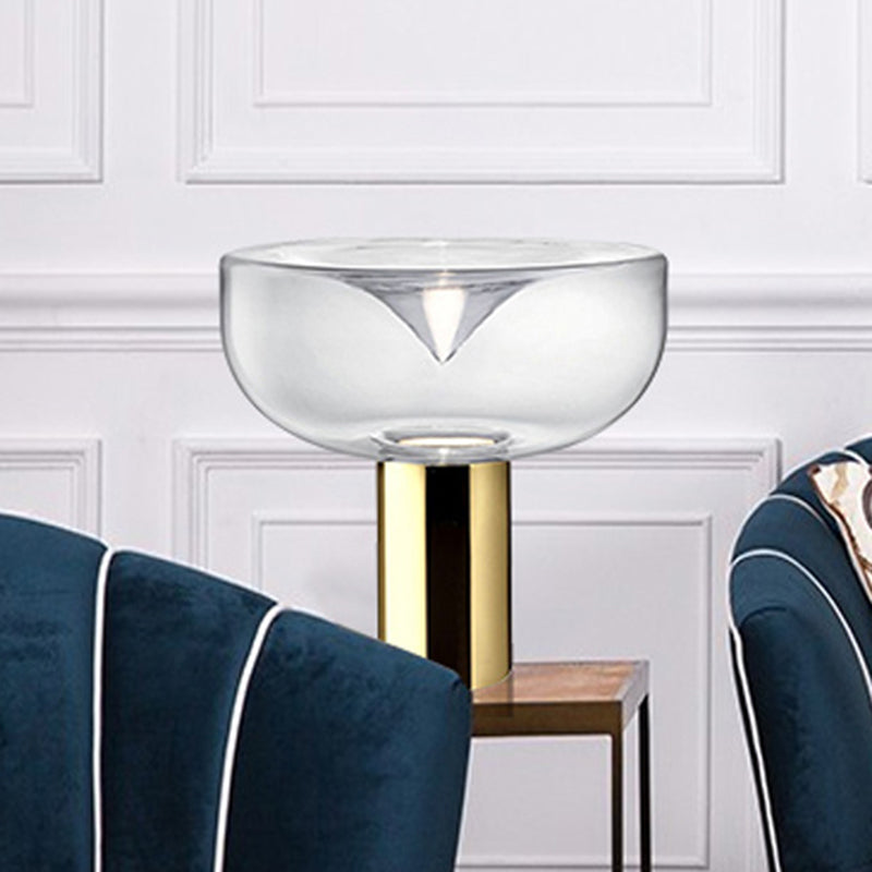 1 Head Living Room Desk Lamp Modern Gold Reading Book Light with Urn Clear Glass Shade Gold Clearhalo 'Lamps' 'Table Lamps' Lighting' 384437