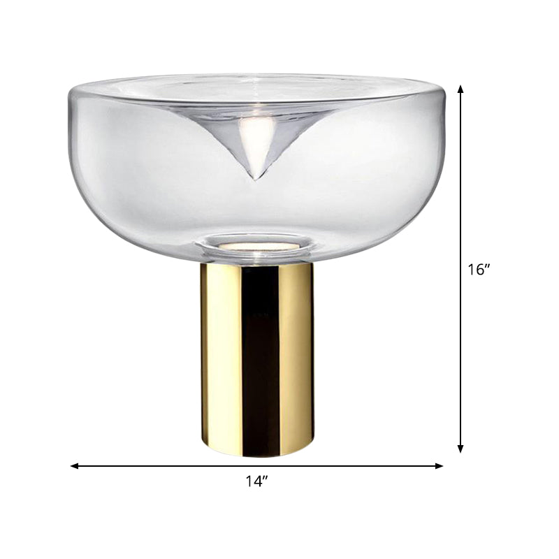 1 Head Living Room Desk Lamp Modern Gold Reading Book Light with Urn Clear Glass Shade Clearhalo 'Lamps' 'Table Lamps' Lighting' 384441