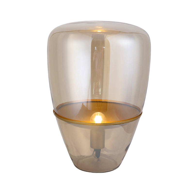 Jar Nightstand Lamp Contemporary Cognac Glass 8.5"/11"/17" Wide 1 Bulb Task Lighting for Bedroom Clearhalo 'Lamps' 'Table Lamps' Lighting' 384445