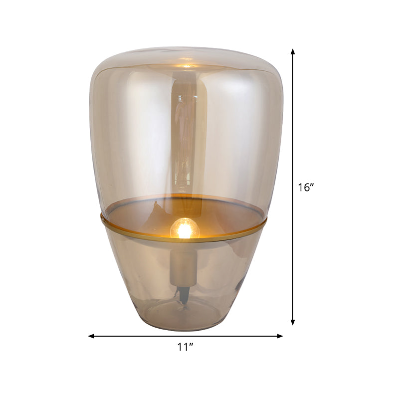 Jar Nightstand Lamp Contemporary Cognac Glass 8.5"/11"/17" Wide 1 Bulb Task Lighting for Bedroom Clearhalo 'Lamps' 'Table Lamps' Lighting' 384447