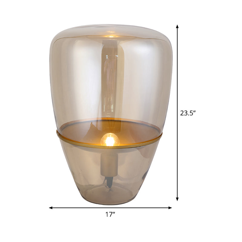 Jar Nightstand Lamp Contemporary Cognac Glass 8.5"/11"/17" Wide 1 Bulb Task Lighting for Bedroom Clearhalo 'Lamps' 'Table Lamps' Lighting' 384448