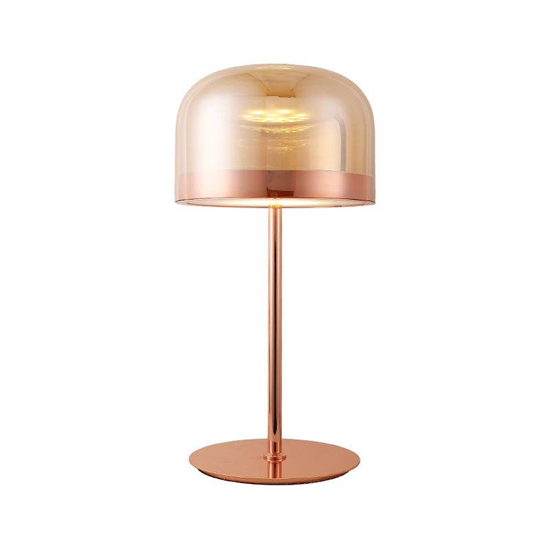 Contemporary 1 Bulb Task Lighting Rose Gold Cylinder Small Desk Lamp with Clear Glass Shade Clearhalo 'Lamps' 'Table Lamps' Lighting' 384451