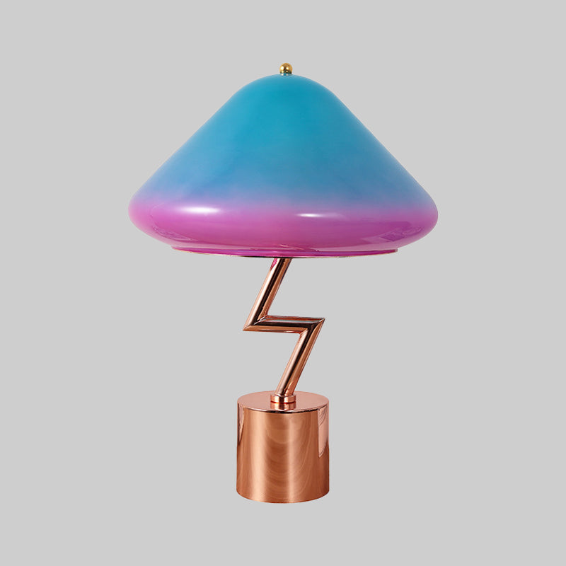 Modernist Mushroom Task Lamp Pink and Blue Glass 1 Bulb Living Room Reading Book Light Clearhalo 'Lamps' 'Table Lamps' Lighting' 384481