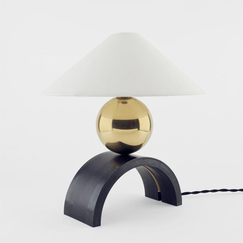 Global Metal Desk Light Modernist 1 Head Gold Task Lighting with Cone White Fabric Shade Clearhalo 'Lamps' 'Table Lamps' Lighting' 384506