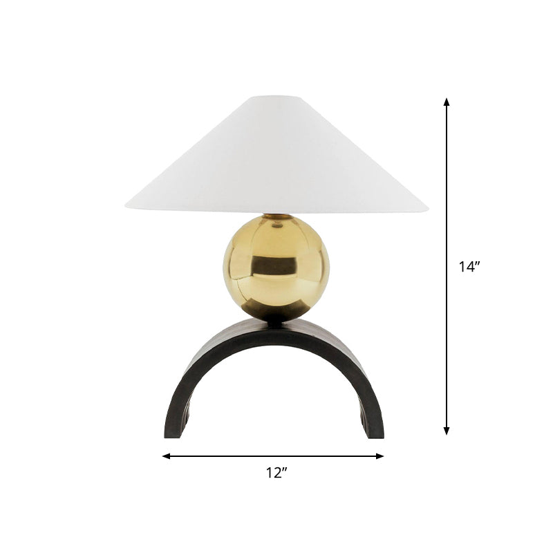 Global Metal Desk Light Modernist 1 Head Gold Task Lighting with Cone White Fabric Shade Clearhalo 'Lamps' 'Table Lamps' Lighting' 384507