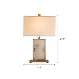 White Rectangular Desk Lamp Modernism 1 Bulb Fabric Task Light with Gold Metal Base Clearhalo 'Lamps' 'Table Lamps' Lighting' 384517