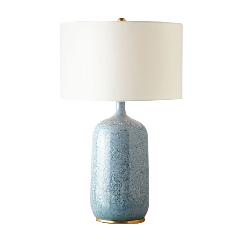 Contemporary 1 Bulb Task Lighting Blue Cylinder Reading Book Light with Fabric Shade Clearhalo 'Lamps' 'Table Lamps' Lighting' 384537