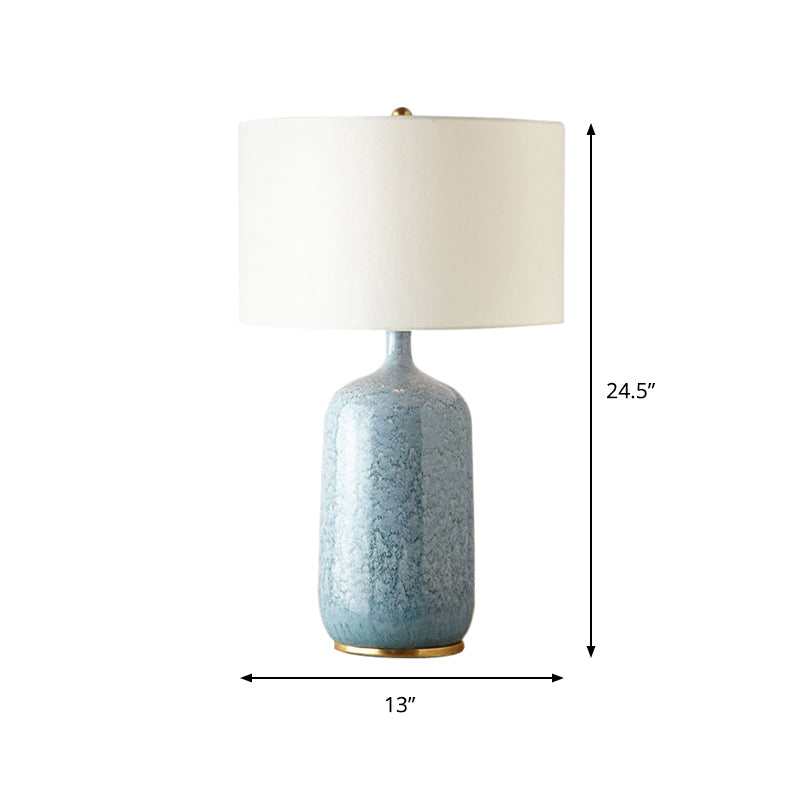 Contemporary 1 Bulb Task Lighting Blue Cylinder Reading Book Light with Fabric Shade Clearhalo 'Lamps' 'Table Lamps' Lighting' 384538