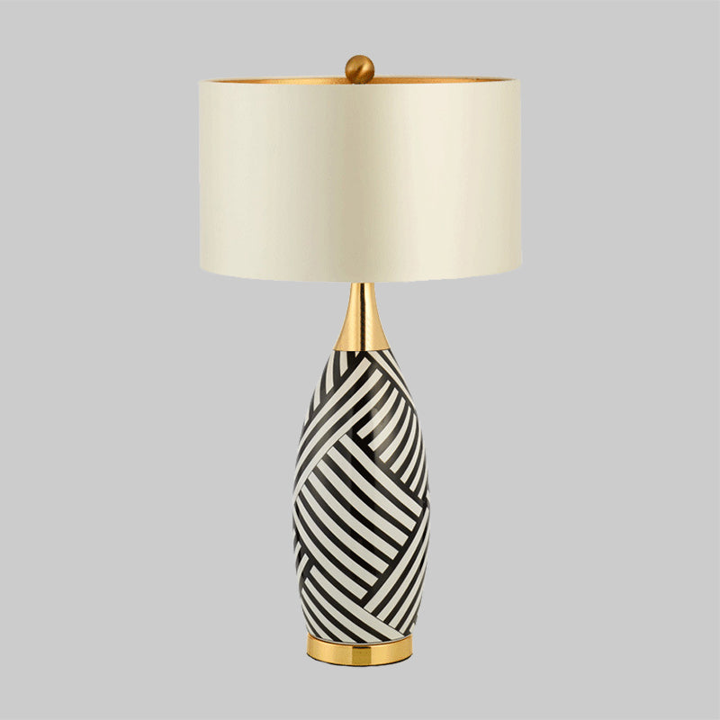 Tubular Task Lighting Contemporary Fabric 1 Head Black and White Small Desk Lamp, 14"/15" Wide Clearhalo 'Lamps' 'Table Lamps' Lighting' 384542