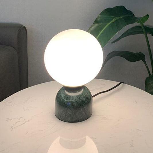 1 Head Bedside Task Lighting Modern Green Small Desk Lamp with Globe White Glass Shade Green Clearhalo 'Lamps' 'Table Lamps' Lighting' 384591