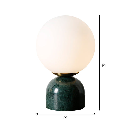 1 Head Bedside Task Lighting Modern Green Small Desk Lamp with Globe White Glass Shade Clearhalo 'Lamps' 'Table Lamps' Lighting' 384595