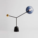 1 Head Living Room Task Light Modern Black Small Desk Lamp with Globe Blue Glass Shade Clearhalo 'Lamps' 'Table Lamps' Lighting' 384614