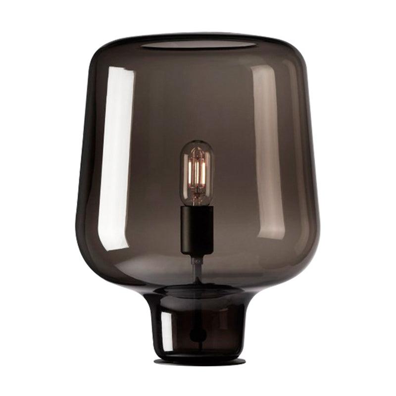 Smoke Glass Shaded Task Lighting Modernist 1 Bulb Small Desk Lamp for Living Room Clearhalo 'Lamps' 'Table Lamps' Lighting' 384649