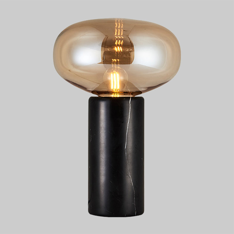 Contemporary 1 Head Task Lighting Black Oblong Small Desk Lamp with Amber Glass Shade Clearhalo 'Lamps' 'Table Lamps' Lighting' 384680