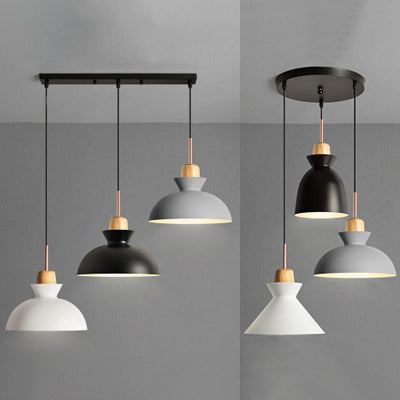 Black Finish 3 Lights Suspended Light Modernism Metal Shade Ceiling Pendant Light with Linear/Round Canopy Clearhalo 'Ceiling Lights' 'Modern Pendants' 'Modern' 'Pendant Lights' 'Pendants' Lighting' 38769