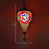 1 Head Ice Cream Pendant Light Fixture Traditional White/Red/Yellow Stained Art Glass Ceiling Lamp Red Clearhalo 'Ceiling Lights' 'Close To Ceiling Lights' 'Glass shade' 'Glass' 'Pendant Lights' 'Pendants' Lighting' 391346