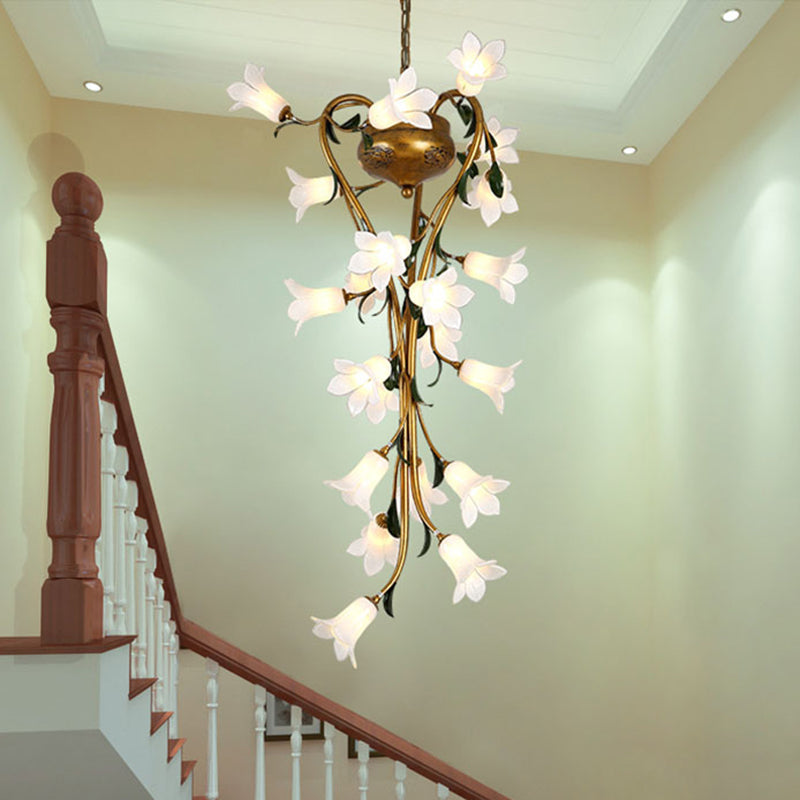 American Flower Chandelier Lighting Fixture 21 Heads Metal LED Pendant Ceiling Light in Brass for Kitchen Brass B Clearhalo 'Ceiling Lights' 'Chandeliers' Lighting' options 391463_0f08634c-a979-478b-8bde-99105aacbd41