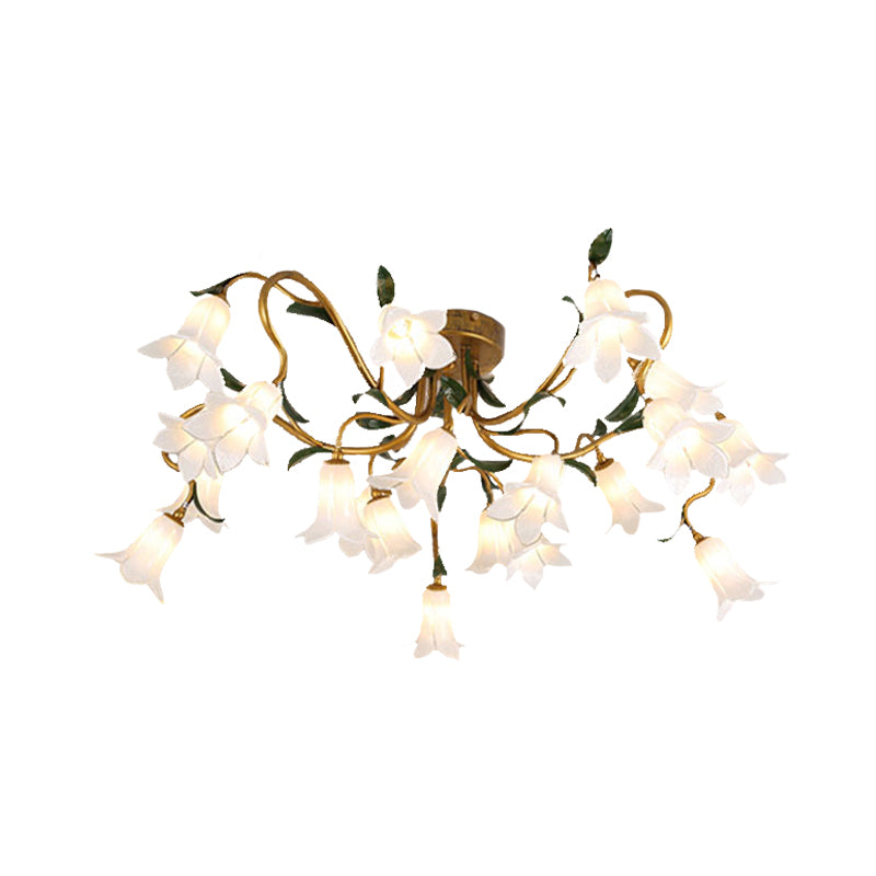 20 Heads Starburst Ceiling Light Fixture Countryside Brass Metal LED Flower Semi Flush Mount Lighting Clearhalo 'Ceiling Lights' 'Close To Ceiling Lights' 'Close to ceiling' 'Semi-flushmount' Lighting' 391572