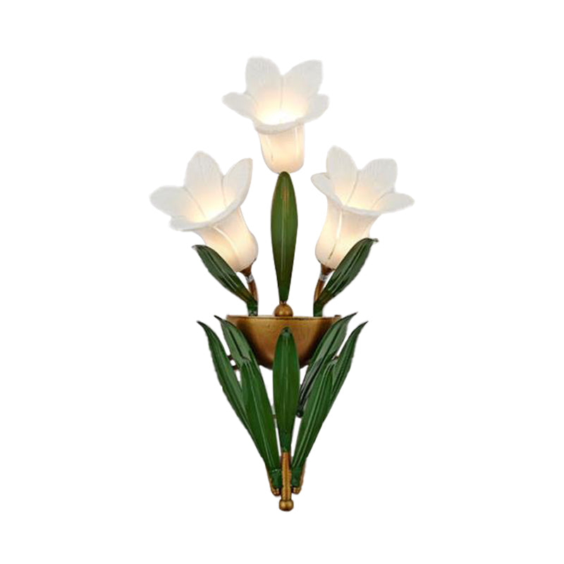 Gold 3/6/10 Lights Wall Lamp Pastoral Style Metal Lily LED Wall Mount Light for Living Room Clearhalo 'Wall Lamps & Sconces' 'Wall Lights' Lighting' 391627