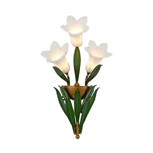 Gold 3/6/10 Lights Wall Lamp Pastoral Style Metal Lily LED Wall Mount Light for Living Room Clearhalo 'Wall Lamps & Sconces' 'Wall Lights' Lighting' 391627