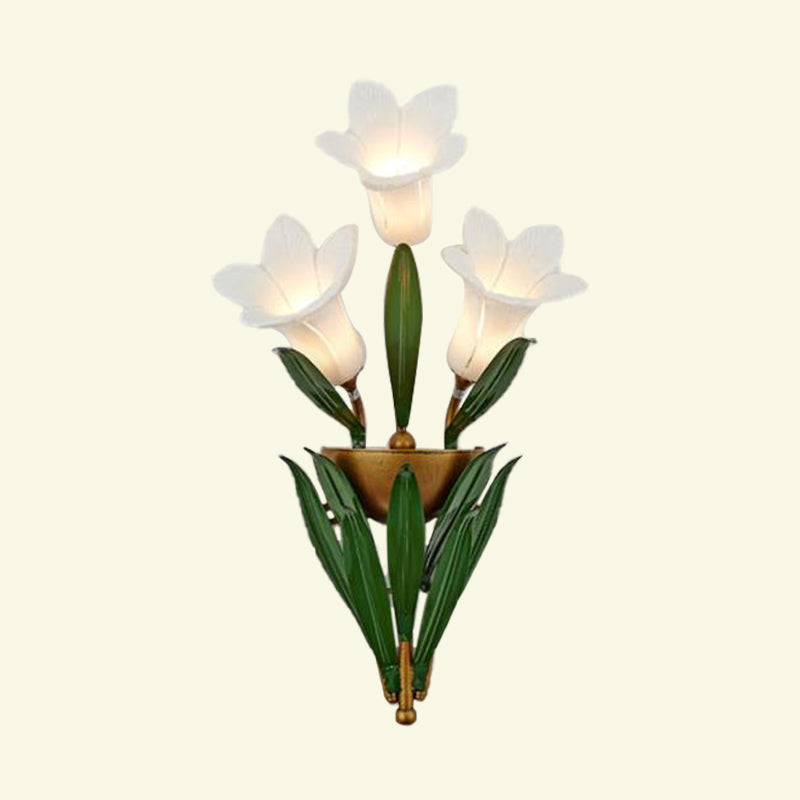 Gold 3/6/10 Lights Wall Lamp Pastoral Style Metal Lily LED Wall Mount Light for Living Room Clearhalo 'Wall Lamps & Sconces' 'Wall Lights' Lighting' 391628