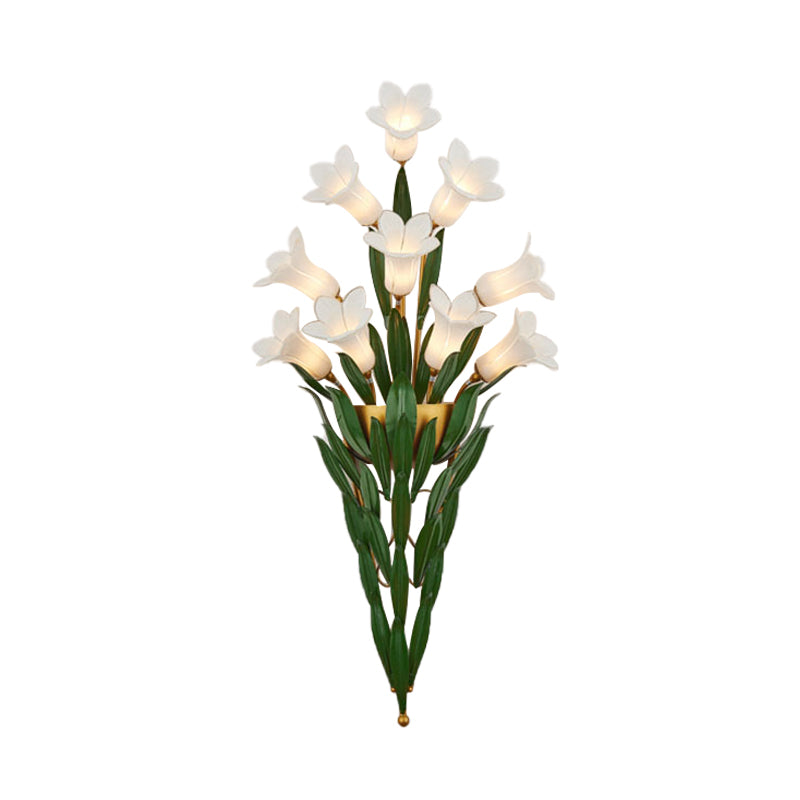 Gold 3/6/10 Lights Wall Lamp Pastoral Style Metal Lily LED Wall Mount Light for Living Room Clearhalo 'Wall Lamps & Sconces' 'Wall Lights' Lighting' 391635