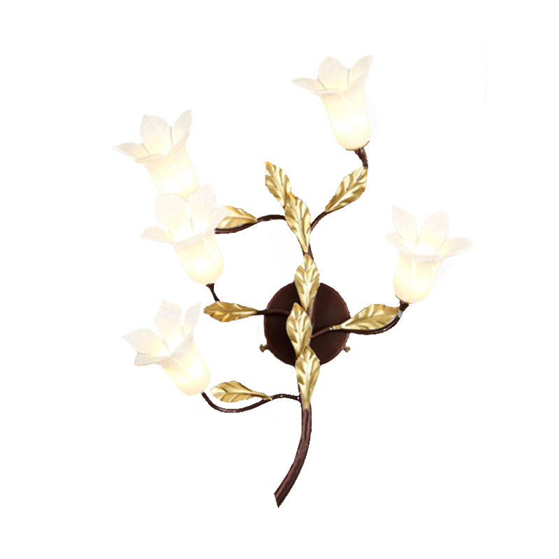 Blossom Metal Wall Sconce Light Pastoral 5 Heads Living Room LED Wall Lighting Fixture in Brass Clearhalo 'Wall Lamps & Sconces' 'Wall Lights' Lighting' 391668