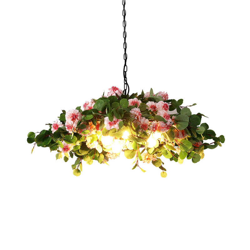 Blossom Metal Chandelier Lighting Retro 3 Lights Restaurant LED Ceiling Lamp in Green, 16"/19.5"/23.5" W Clearhalo 'Cast Iron' 'Ceiling Lights' 'Chandeliers' 'Industrial Chandeliers' 'Industrial' 'Metal' 'Middle Century Chandeliers' 'Rustic Chandeliers' 'Tiffany' Lighting' 391748