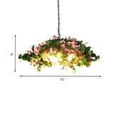 Blossom Metal Chandelier Lighting Retro 3 Lights Restaurant LED Ceiling Lamp in Green, 16"/19.5"/23.5" W Clearhalo 'Cast Iron' 'Ceiling Lights' 'Chandeliers' 'Industrial Chandeliers' 'Industrial' 'Metal' 'Middle Century Chandeliers' 'Rustic Chandeliers' 'Tiffany' Lighting' 391749