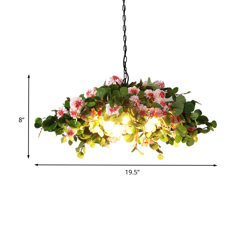 Blossom Metal Chandelier Lighting Retro 3 Lights Restaurant LED Ceiling Lamp in Green, 16"/19.5"/23.5" W Clearhalo 'Cast Iron' 'Ceiling Lights' 'Chandeliers' 'Industrial Chandeliers' 'Industrial' 'Metal' 'Middle Century Chandeliers' 'Rustic Chandeliers' 'Tiffany' Lighting' 391750