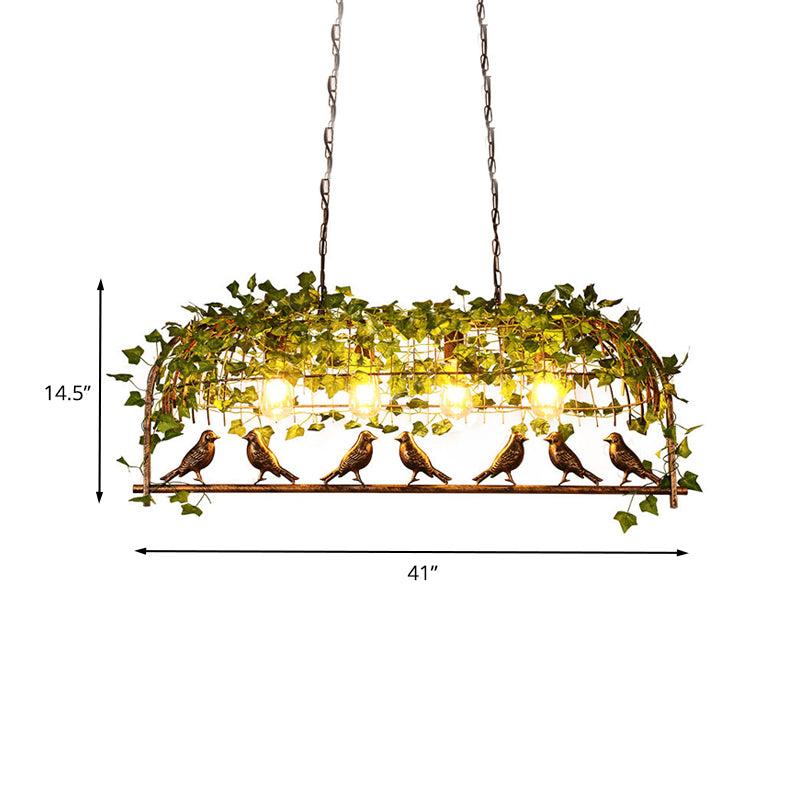 Retro Birdcage Island Light Fixture 2/3/4 Bulbs Metal LED Plant Ceiling Suspension Lamp in Black Clearhalo 'Ceiling Lights' 'Island Lights' Lighting' 391790