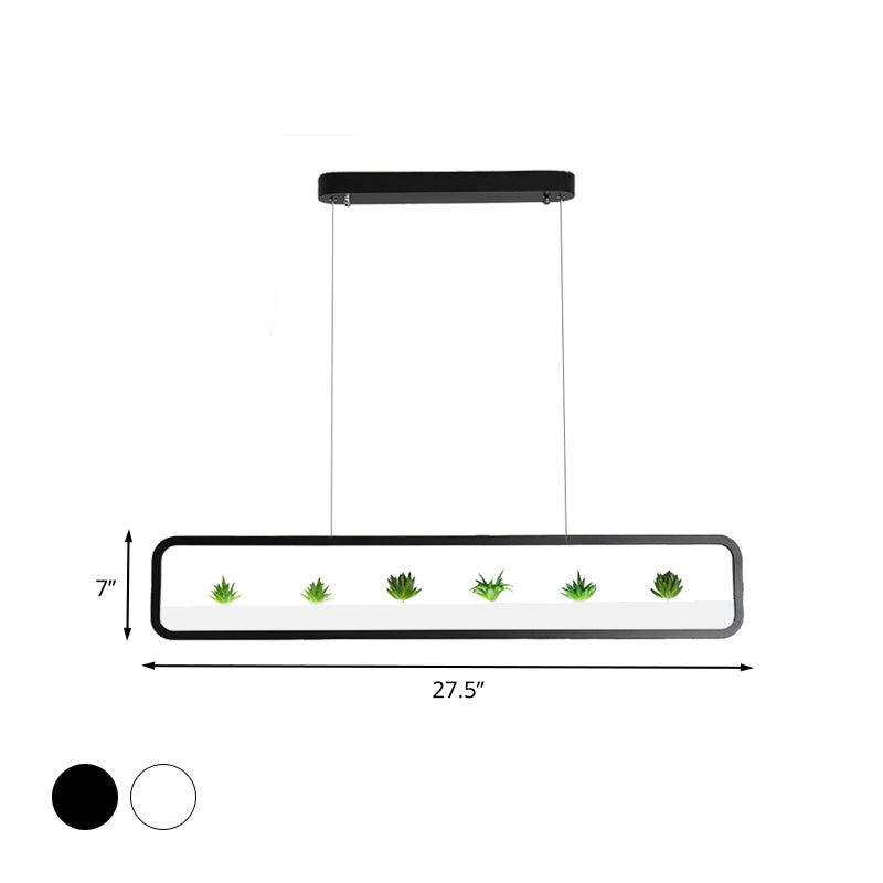 Rectangular Acrylic Island Chandelier Simple 27.5"/39" Long LED Dining Room Ceiling Light in Black/White Clearhalo 'Ceiling Lights' 'Island Lights' Lighting' 391852