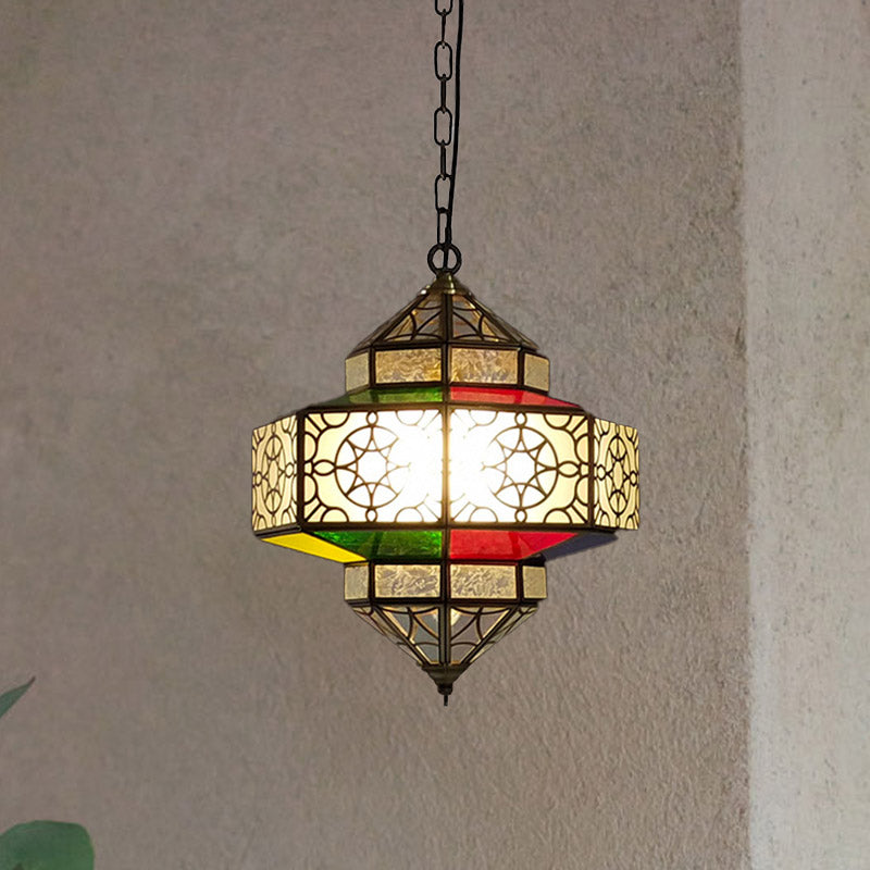1 Head Pendant Lighting Art Deco Lantern Metal Hanging Lamp Fixture in Black for Kitchen Clearhalo 'Ceiling Lights' 'Pendant Lights' 'Pendants' Lighting' 392090