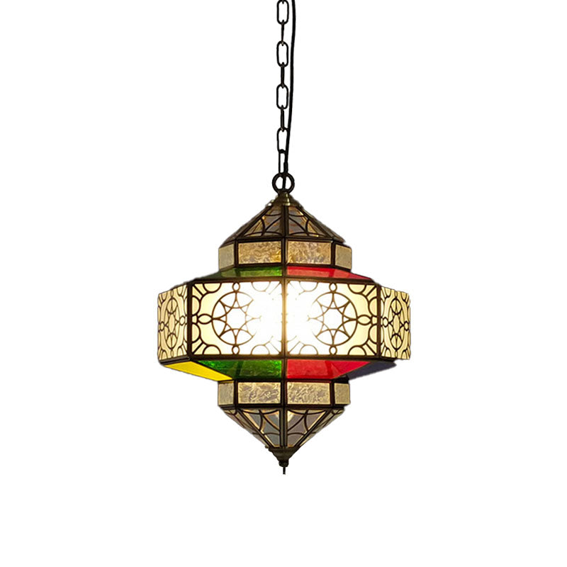1 Head Pendant Lighting Art Deco Lantern Metal Hanging Lamp Fixture in Black for Kitchen Clearhalo 'Ceiling Lights' 'Pendant Lights' 'Pendants' Lighting' 392092