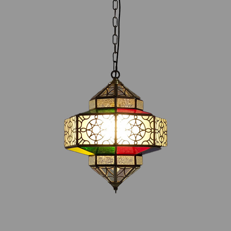 1 Head Pendant Lighting Art Deco Lantern Metal Hanging Lamp Fixture in Black for Kitchen Clearhalo 'Ceiling Lights' 'Pendant Lights' 'Pendants' Lighting' 392093