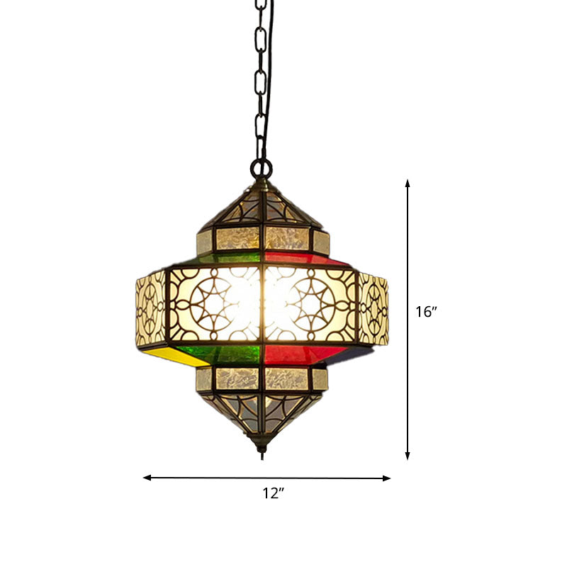 1 Head Pendant Lighting Art Deco Lantern Metal Hanging Lamp Fixture in Black for Kitchen Clearhalo 'Ceiling Lights' 'Pendant Lights' 'Pendants' Lighting' 392094