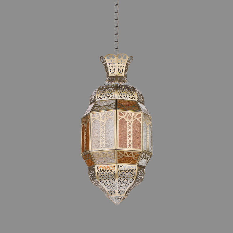 Metal Brass Finish Hanging Lighting Lantern 1-Head Traditional Ceiling Pendant Lamp Clearhalo 'Ceiling Lights' 'Pendant Lights' 'Pendants' Lighting' 392118